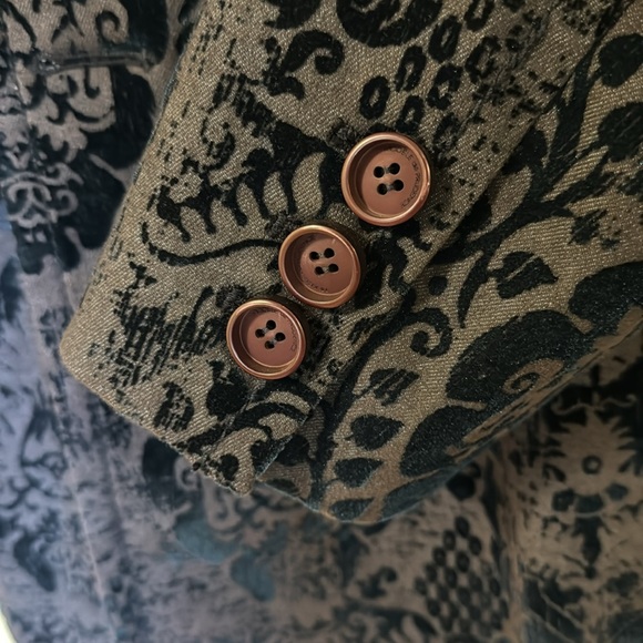 Jacquard/Damask peacoat - dark blue with faux fur collar - Picture 4 of 7